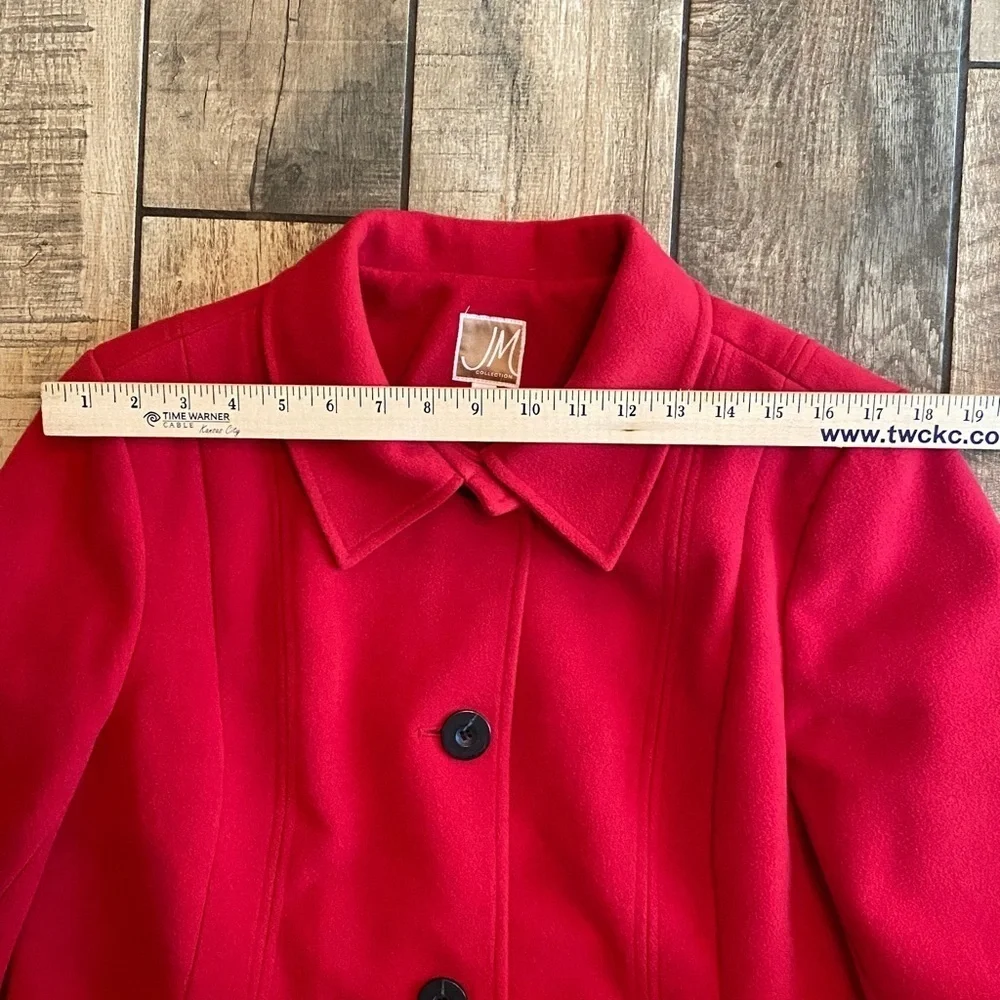 JM Collection Vibrant Red Pea Coat